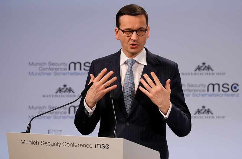 The Prime Minister of the Republic of Poland, Mateusz Morawiecki, speaks during the 54th Munich Security Conference (MSC), in Munich, Germany, 17 February 2018. (EPA Photo)