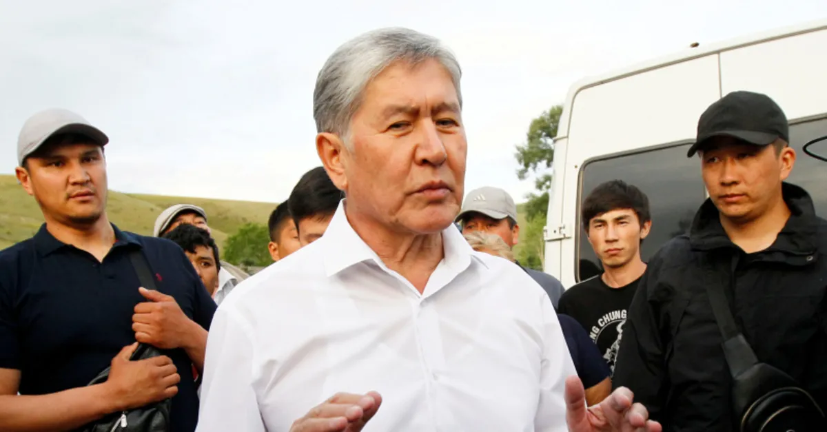  Kyrgyz former President Almazbek Atambayev, who was stripped of legal immunity after a parliamentary vote, and his supporters attend a meeting with journalists in the village of Koy-Tash near Bishkek, Kyrgyzstan June 27, 2019 (Reuters Photo)